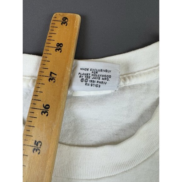 Vintage 90s Planet Hollywood Las Vegas Promo White Shirt Fit 2XL Art Logo - Picture 8 of 10